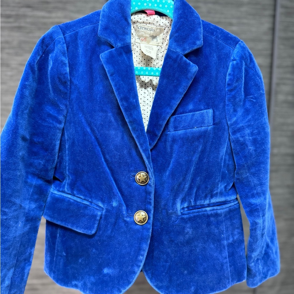Crewcuts Girls Velvet Royal Blue Blazer Size 4-5